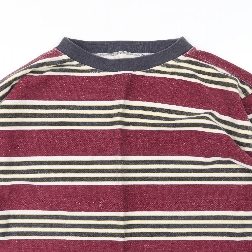 Preworn Mens Purple Round Neck Striped Cotton Pullover Jumper Size XL