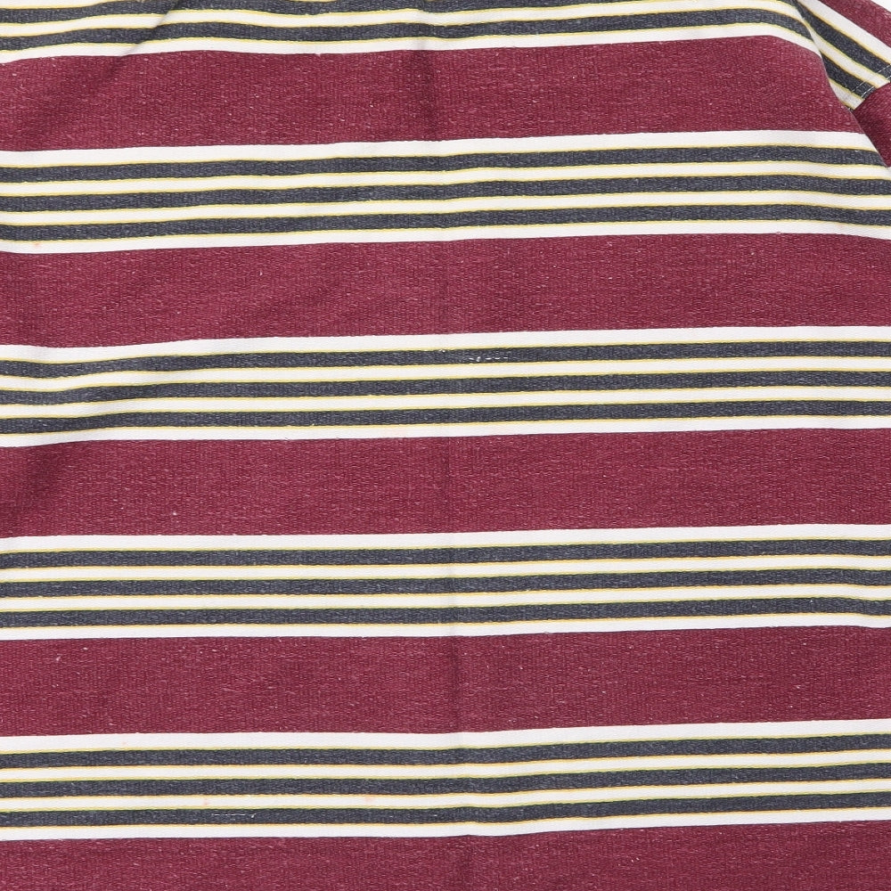 Preworn Mens Purple Round Neck Striped Cotton Pullover Jumper Size XL
