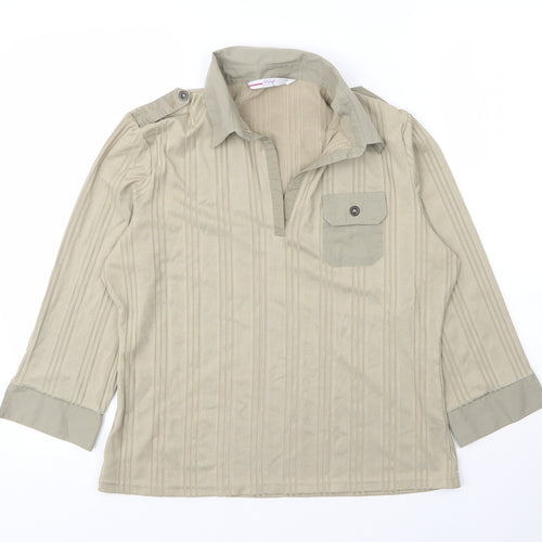 Papaya Womens Green  Cotton Basic Blouse Size 16 V-Neck