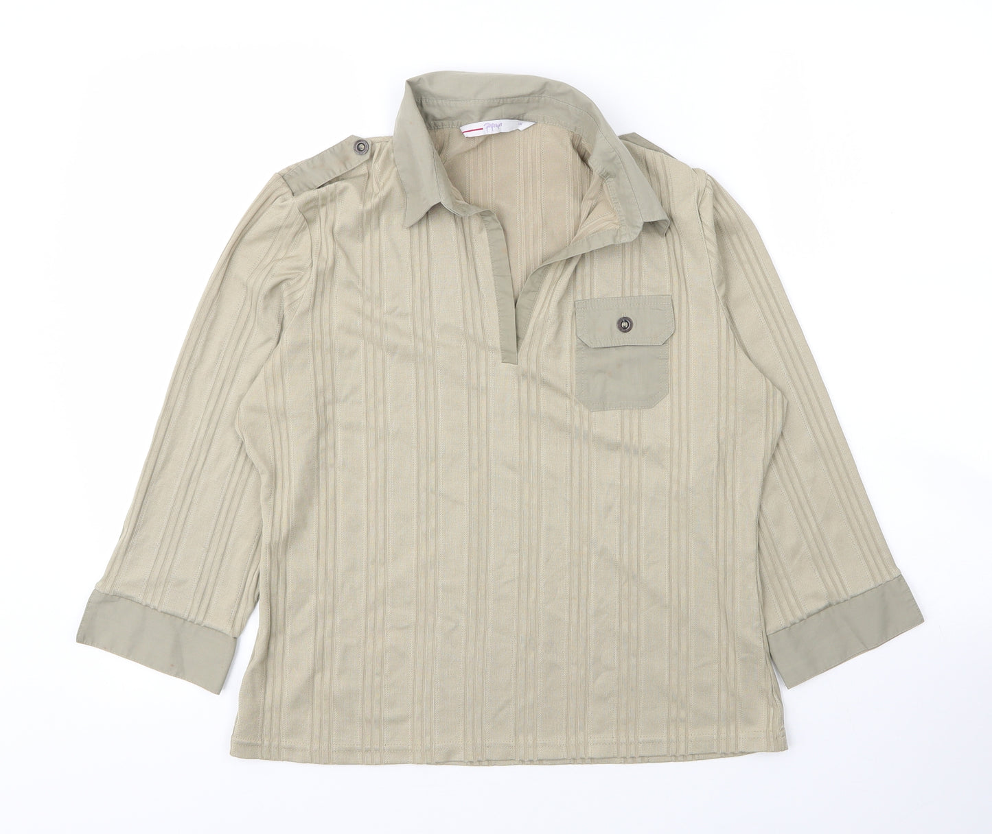 Papaya Womens Green  Cotton Basic Blouse Size 16 V-Neck
