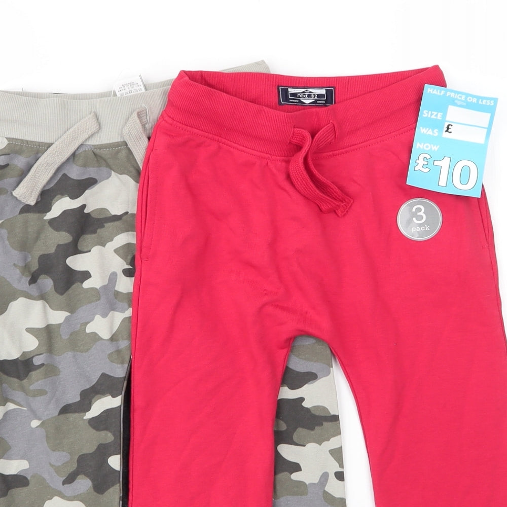 NEXT Boys Red Camouflage Cotton Sweatpants Trousers Size 3 Years  Regular Drawstring - 3 pack