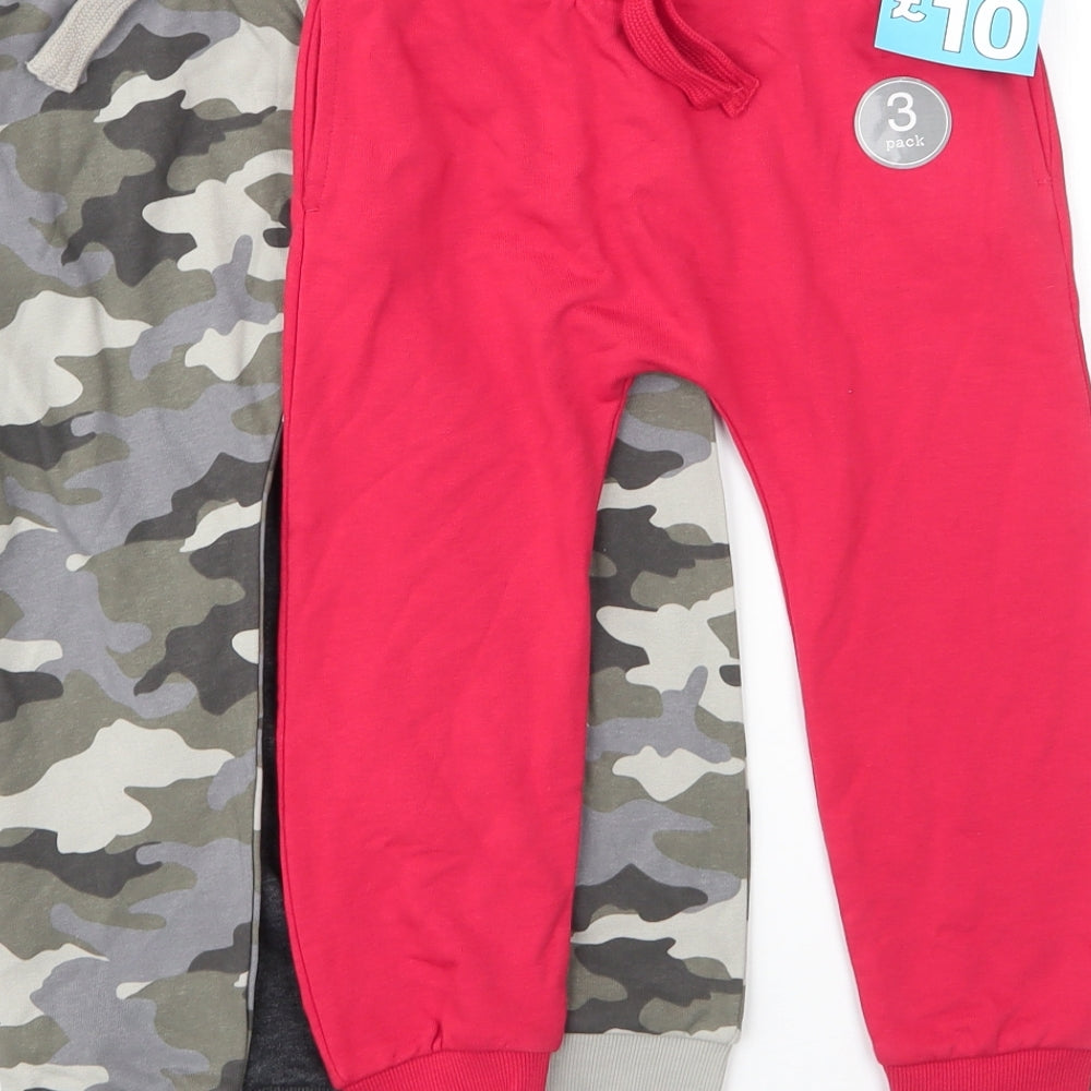NEXT Boys Red Camouflage Cotton Sweatpants Trousers Size 3 Years  Regular Drawstring - 3 pack