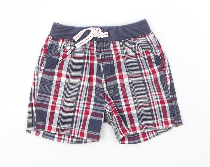 Matalan Boys Blue Plaid Cotton Capri Leggings Size 3-6 Months Drawstring
