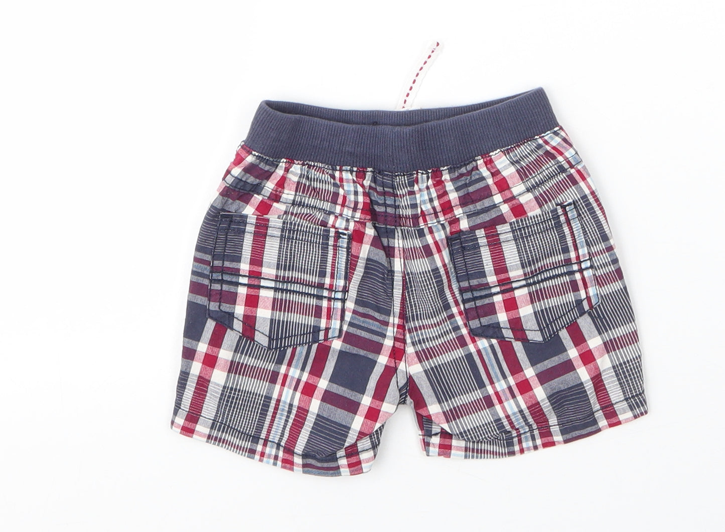 Matalan Boys Blue Plaid Cotton Capri Leggings Size 3-6 Months  Drawstring