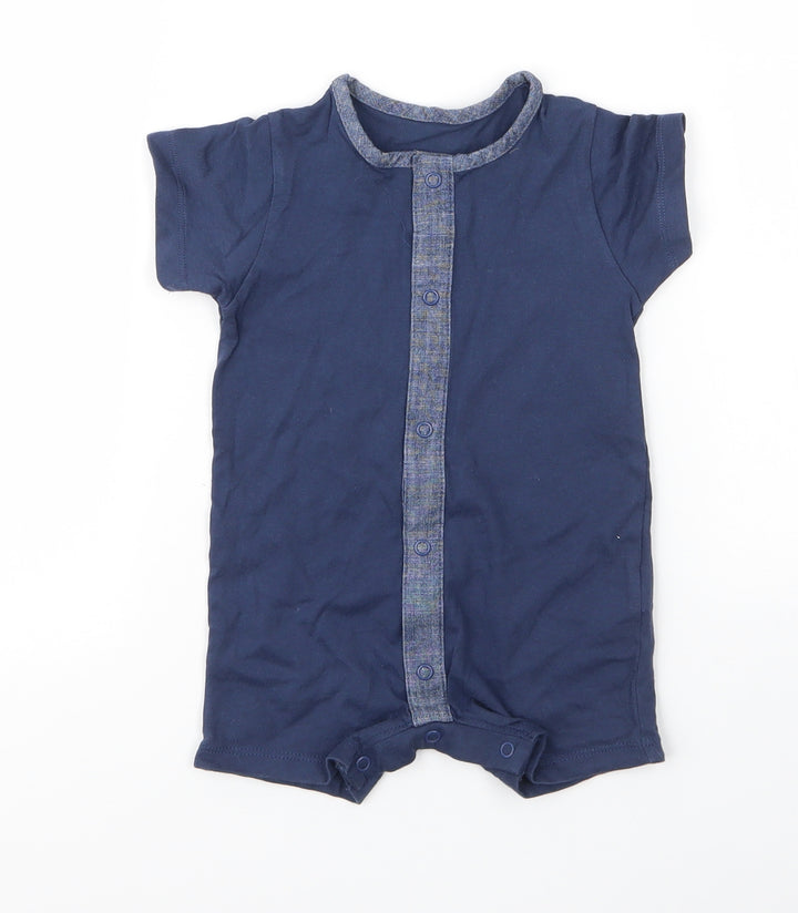 M&S Baby Blue Cotton Babygrow One-Piece Size 3-6 Months Snap