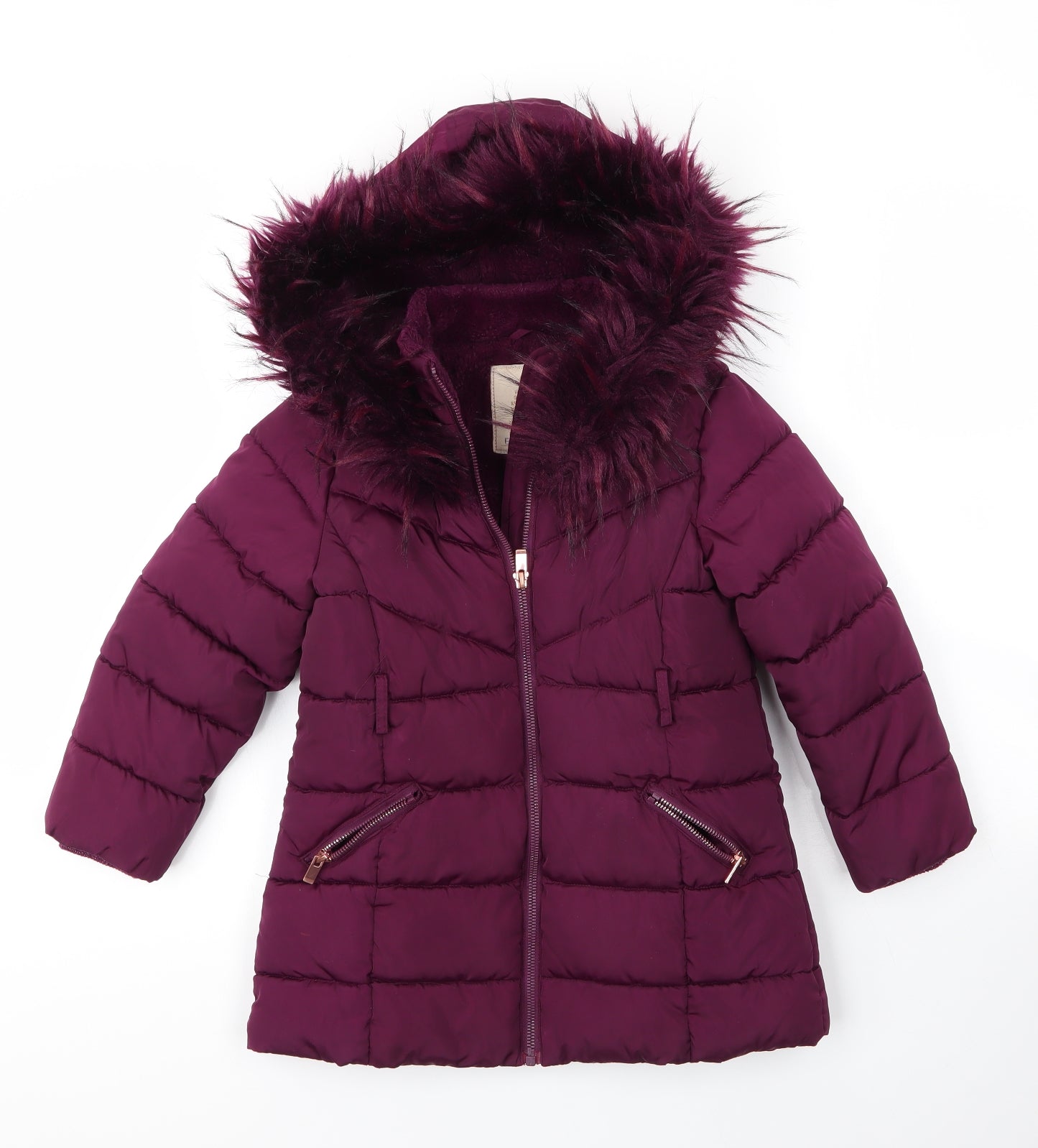 Matalan Girls Purple   Parka Coat Size 6 Years  Zip