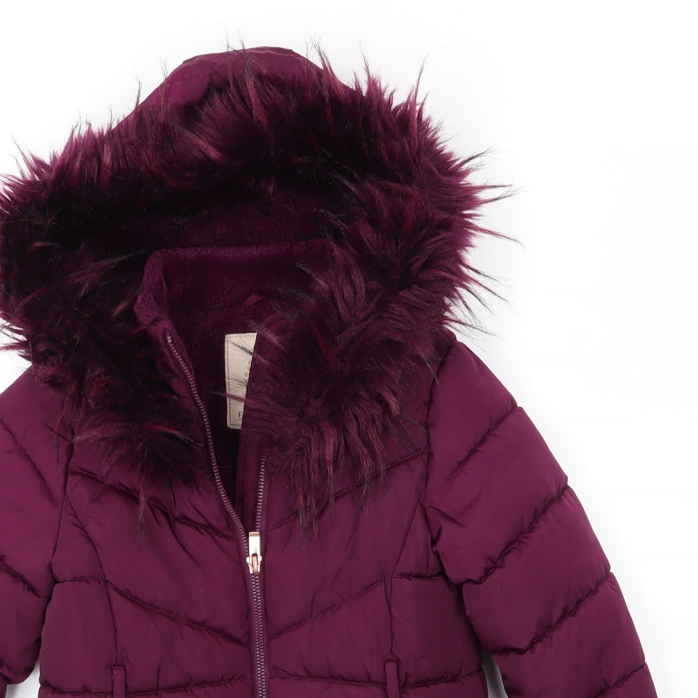 Matalan Girls Purple   Parka Coat Size 6 Years  Zip