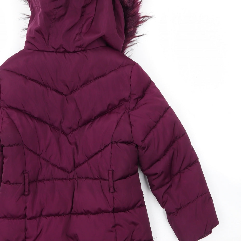 Matalan Girls Purple   Parka Coat Size 6 Years  Zip