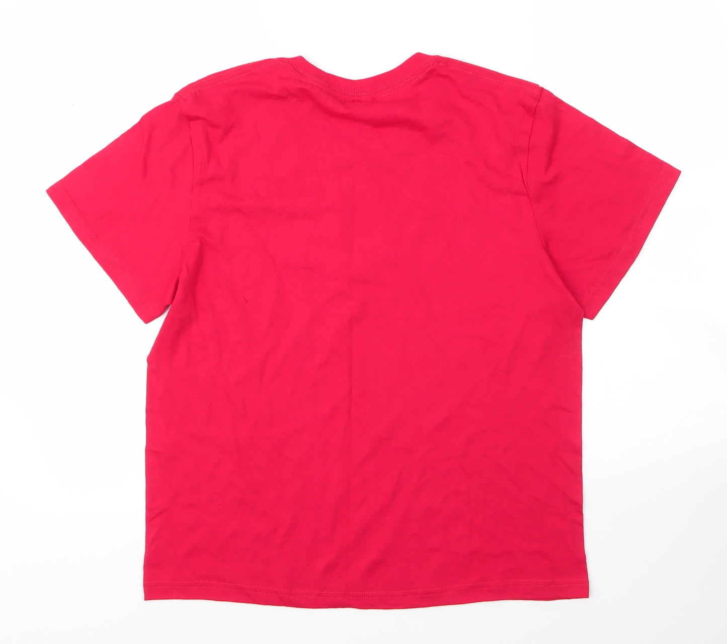 Preworn Womens Red  Cotton Basic T-Shirt Size M Round Neck