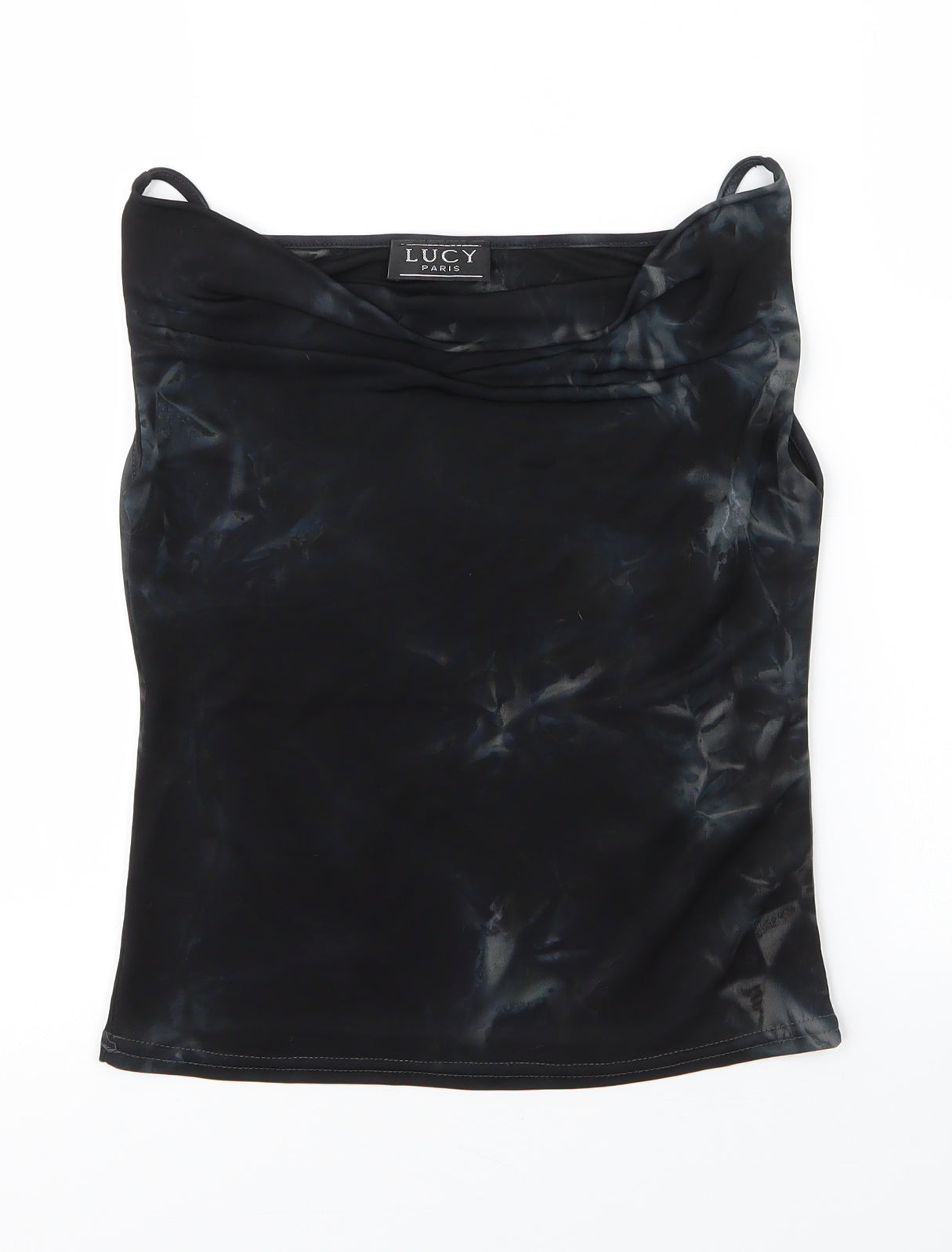 Preworn Womens Black  Polyester Camisole Blouse Size S Cowl Neck