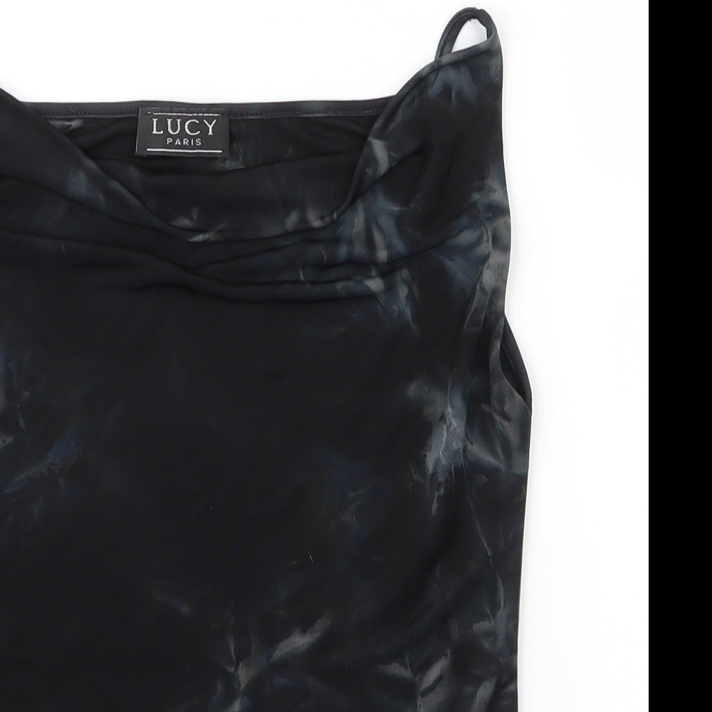 Preworn Womens Black  Polyester Camisole Blouse Size S Cowl Neck