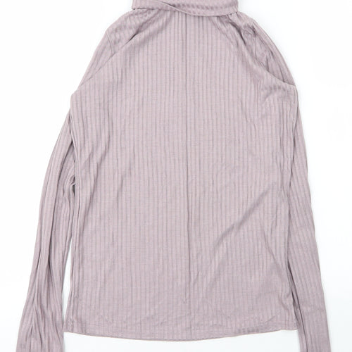 NEXT Womens Purple  Viscose Basic T-Shirt Size 6 Roll Neck