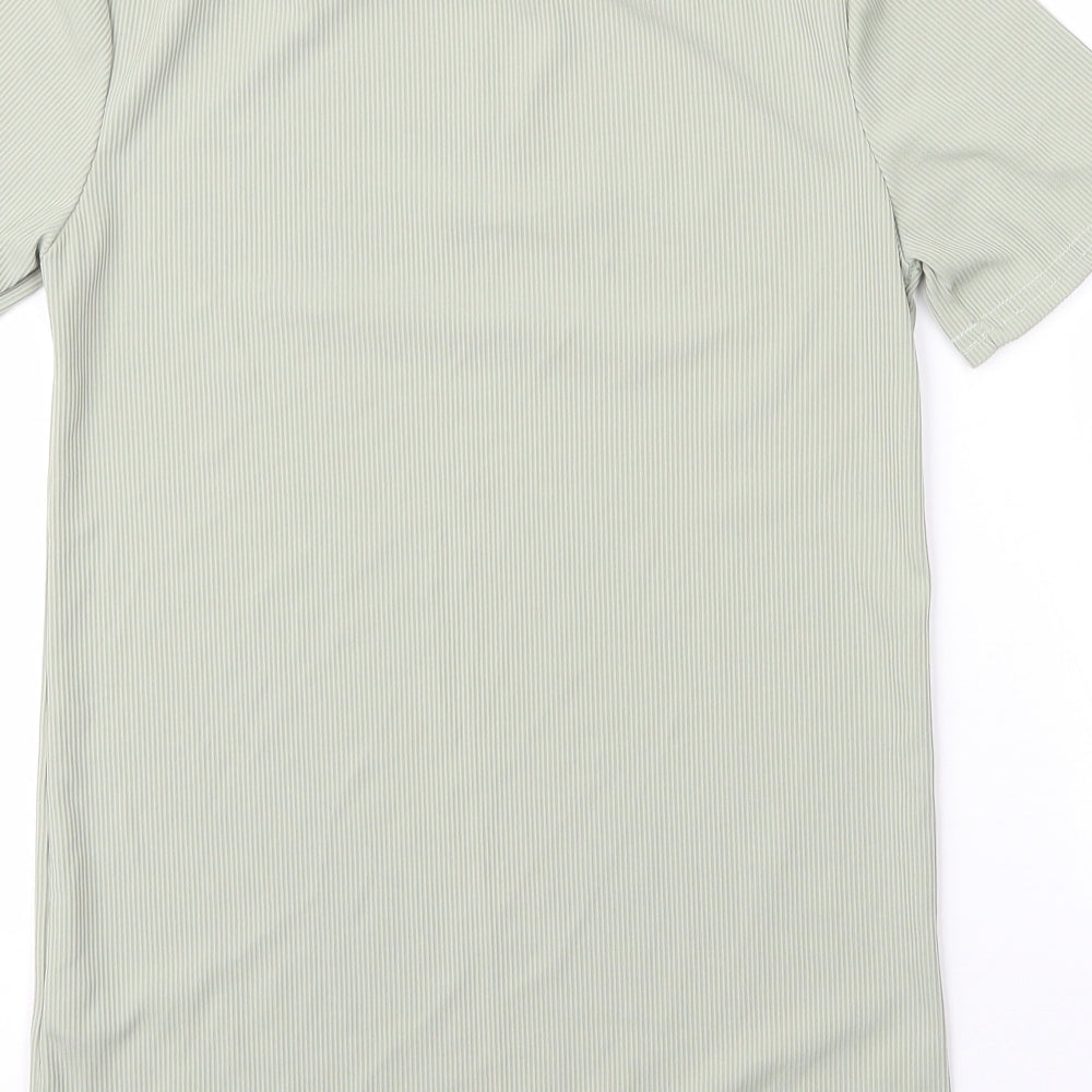 Boohoo Womens Green  Polyester Basic T-Shirt Size 10 Mock Neck