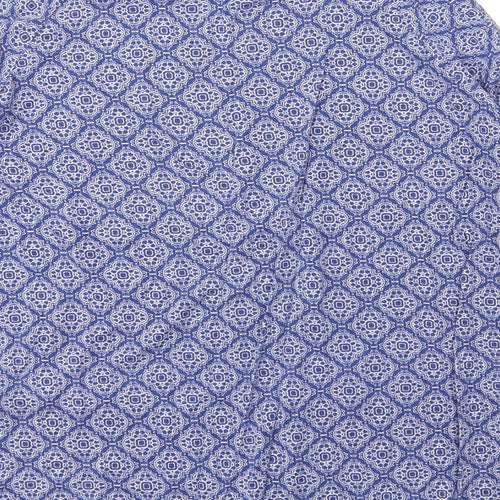 New Look Womens Blue Floral Viscose Basic Blouse Size 8 Round Neck