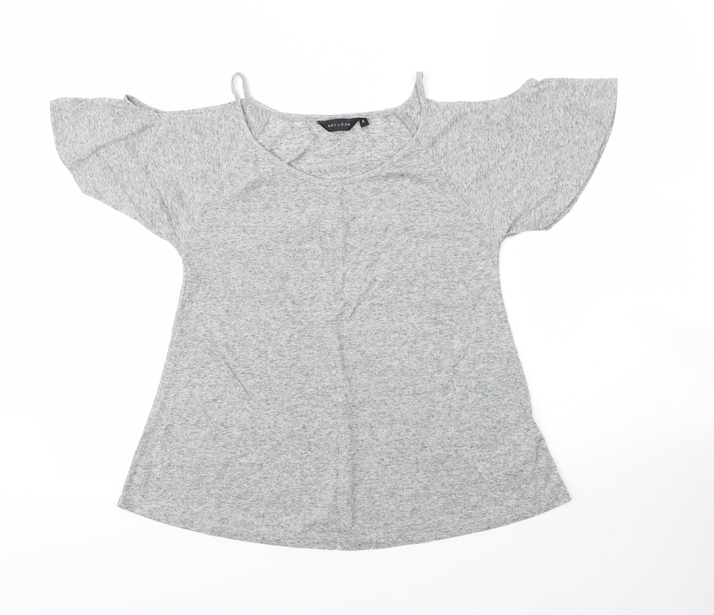 New Look Womens Grey  Polyester Basic Blouse Size 8 Round Neck