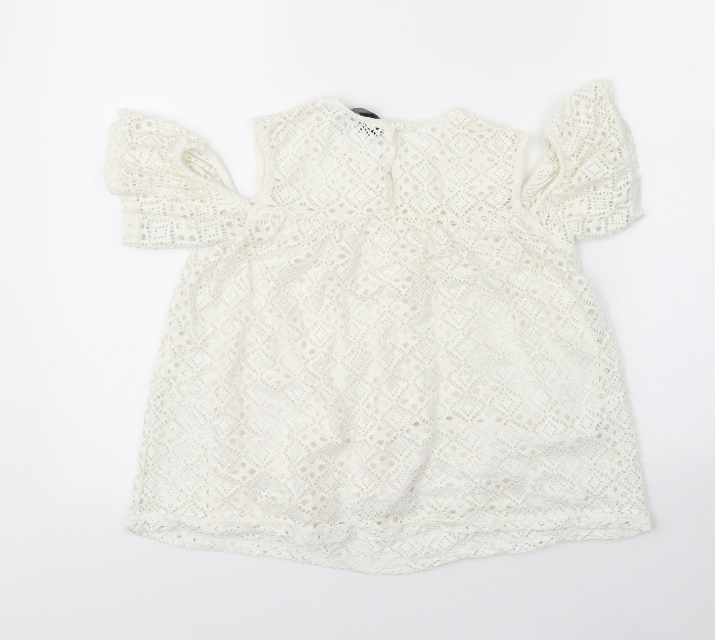 Primark Womens White  Viscose Basic Blouse Size 6 Round Neck
