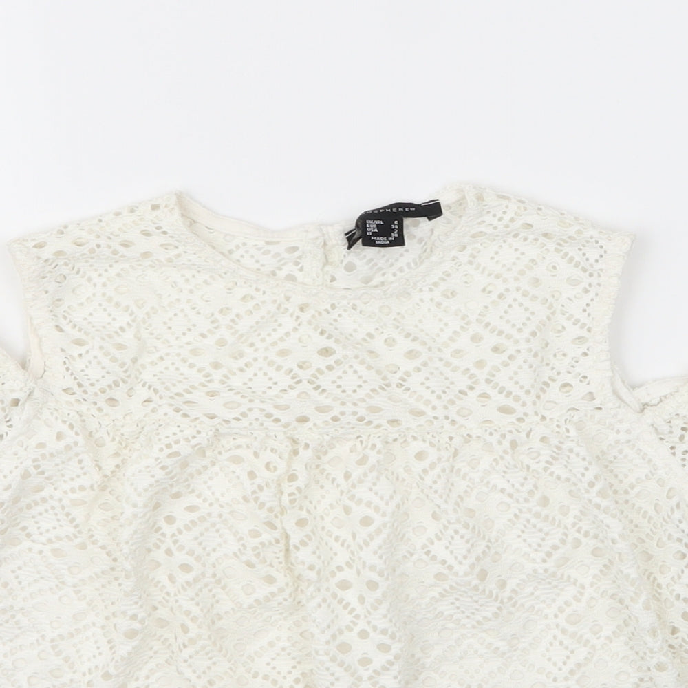 Primark Womens White  Viscose Basic Blouse Size 6 Round Neck