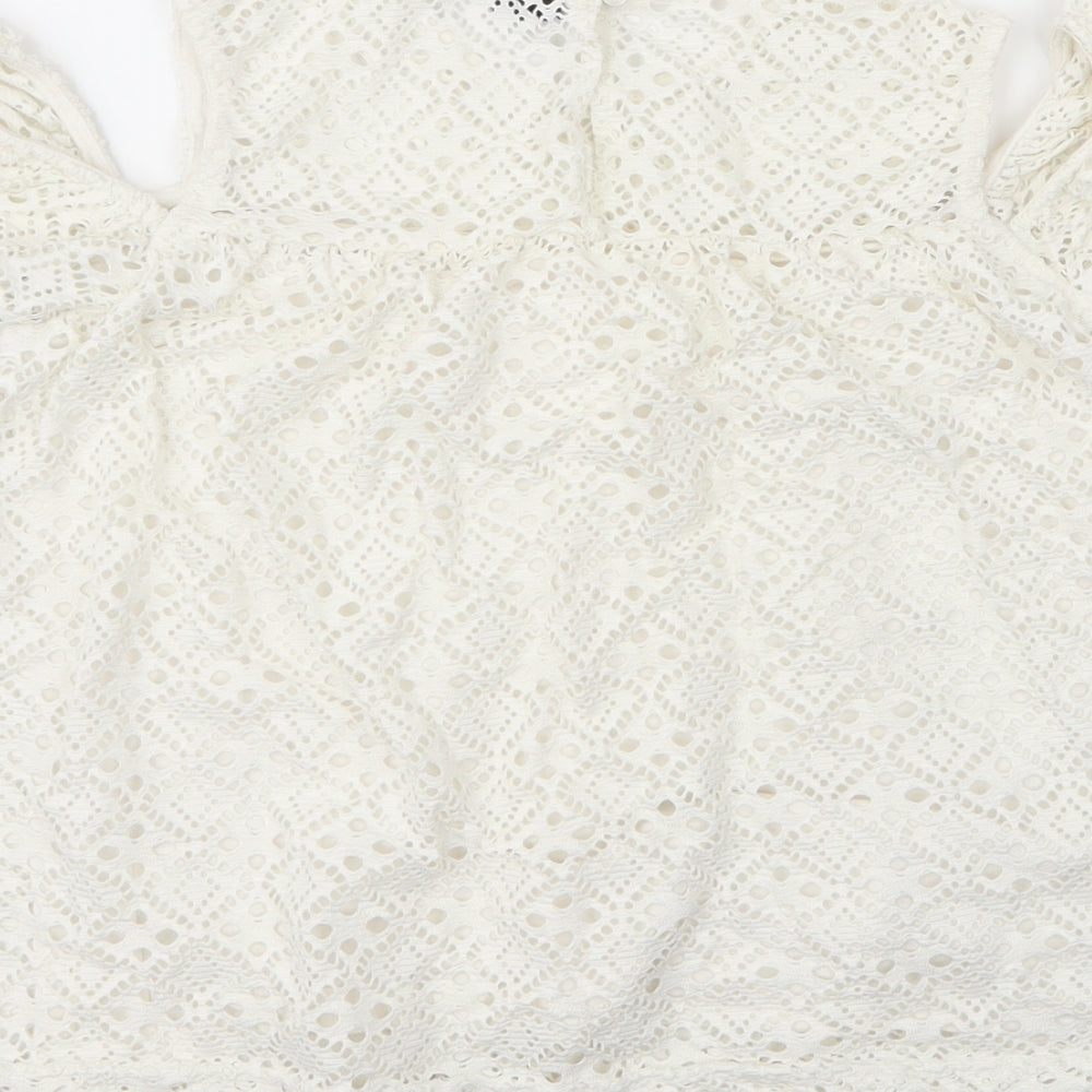 Primark Womens White  Viscose Basic Blouse Size 6 Round Neck