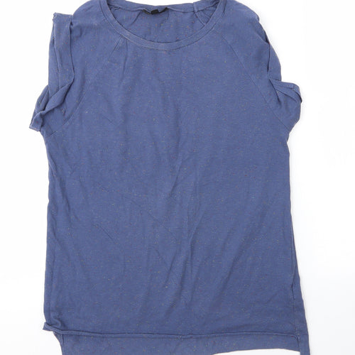 Topshop Womens Blue  Acrylic Basic T-Shirt Size 8 Round Neck