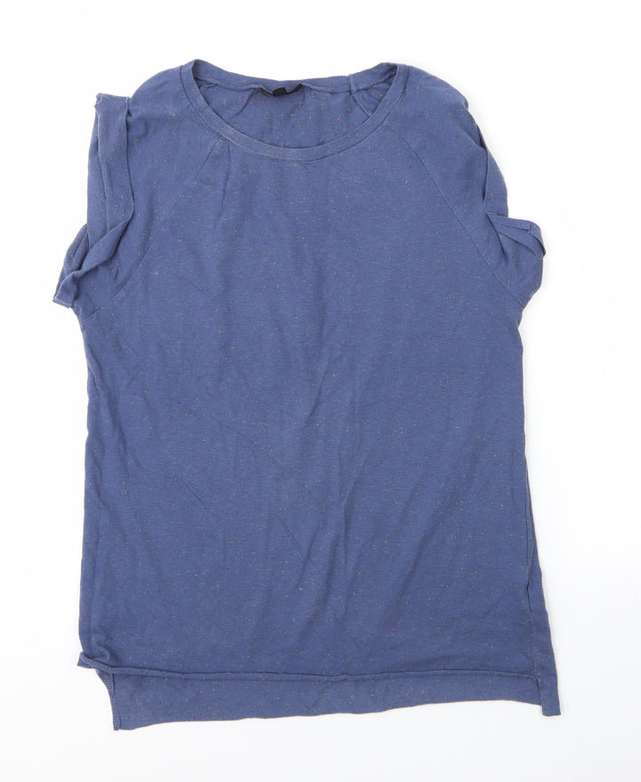 Topshop Womens Blue Acrylic Basic T-Shirt Size 8 Round Neck