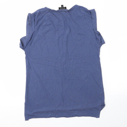 Topshop Womens Blue  Acrylic Basic T-Shirt Size 8 Round Neck