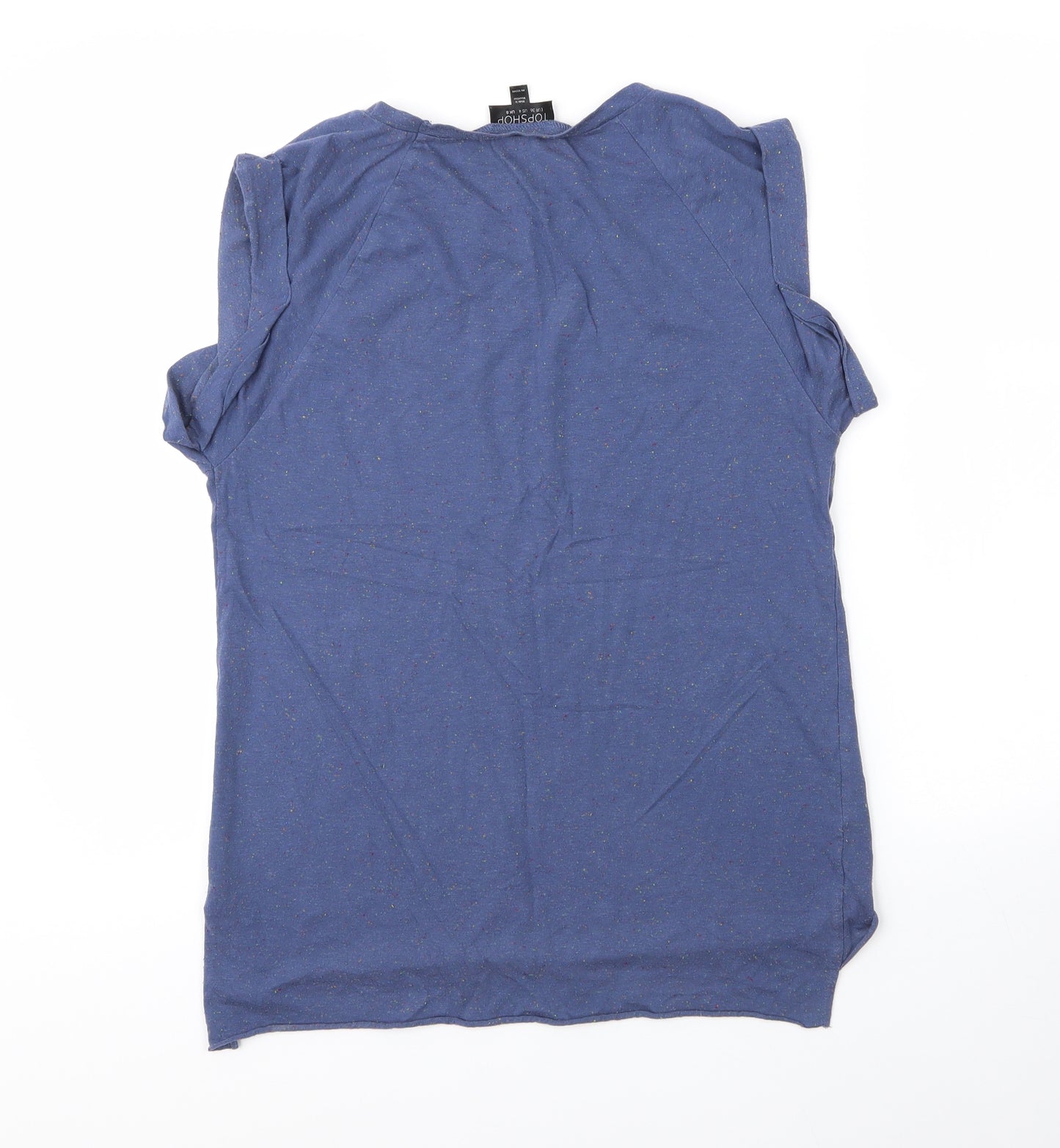 Topshop Womens Blue  Acrylic Basic T-Shirt Size 8 Round Neck