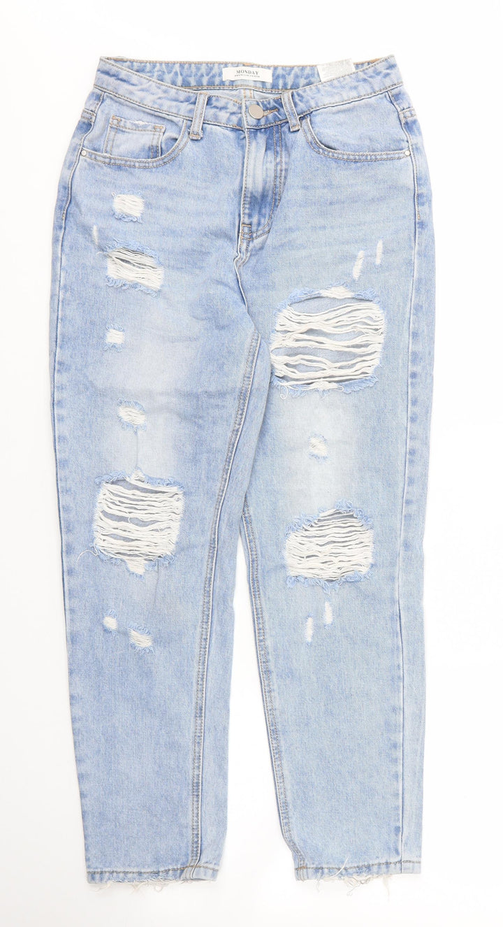 Monday Womens Blue  Cotton Mom Jeans Size S L24 in Regular Zip