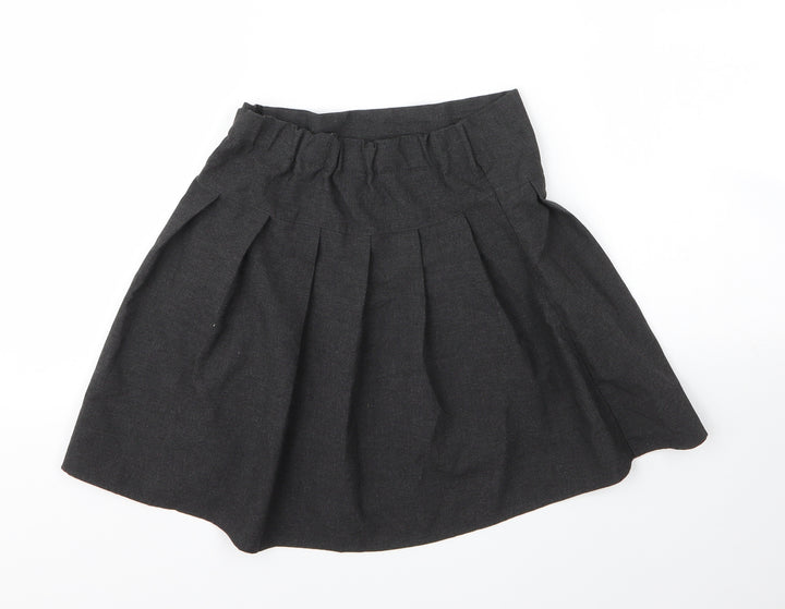 F&F Girls Grey Viscose Pleated Skirt Size 9 Years Regular