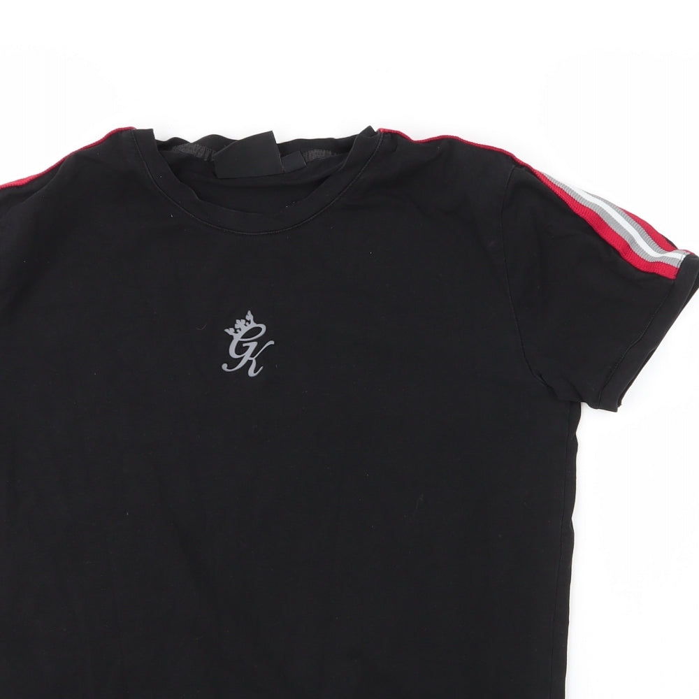 Gym King Mens Black  Cotton Basic T-Shirt Size S Round Neck
