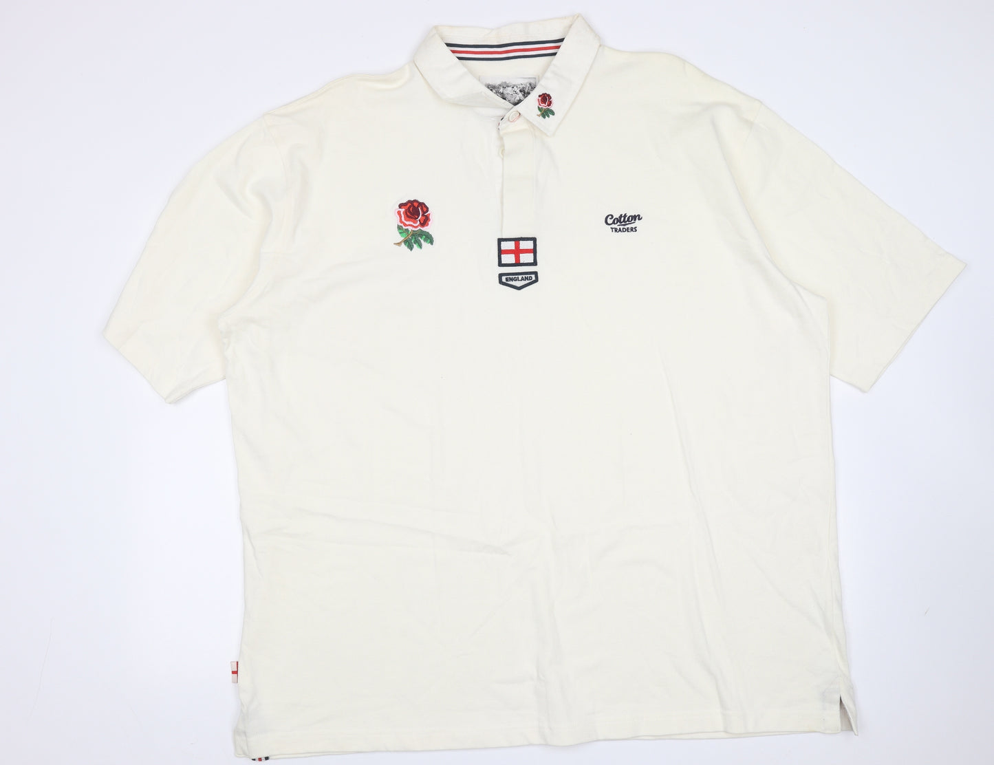 Cotton Traders Mens Ivory  Cotton  Polo Size 3XL Collared  - england