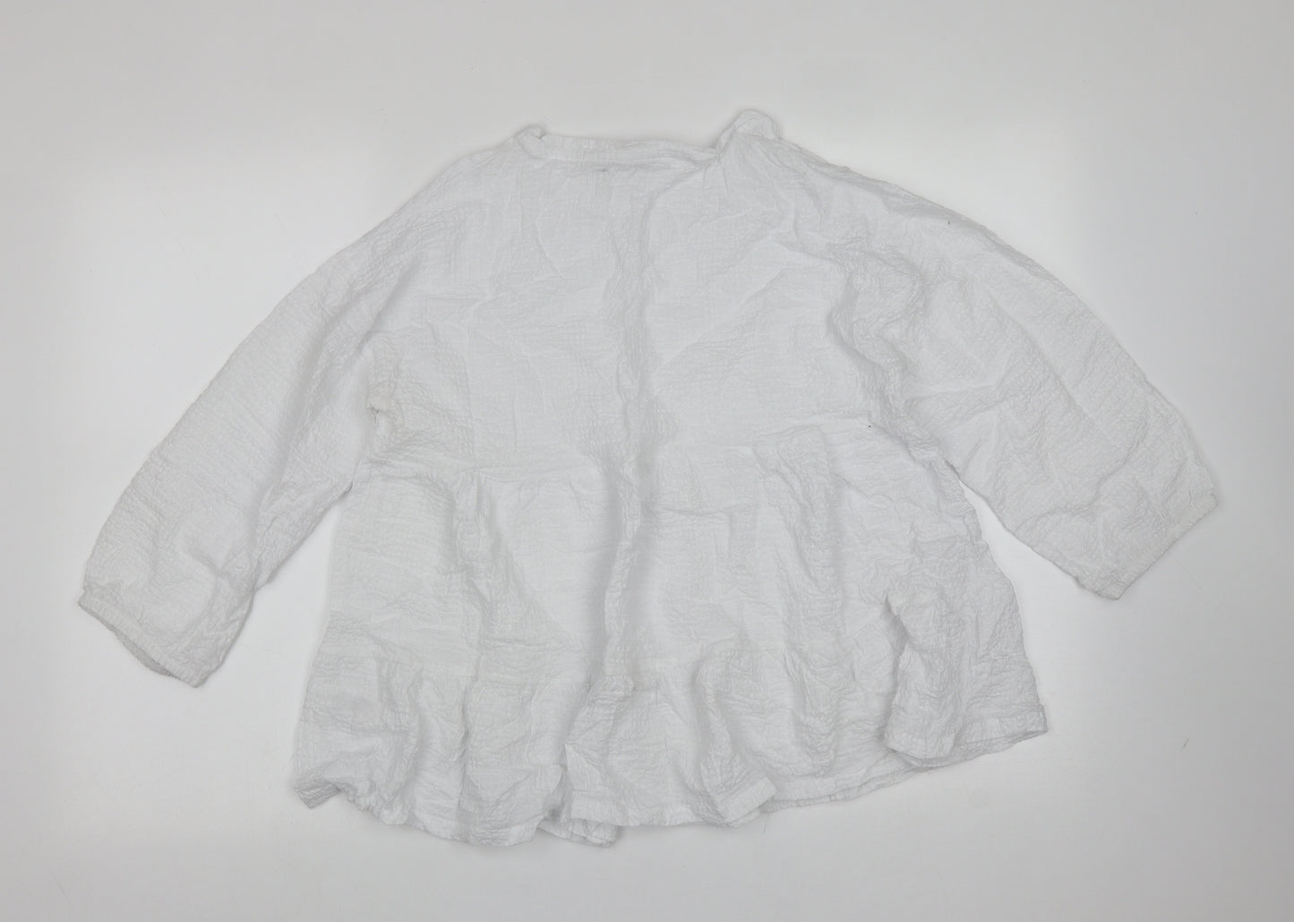 Pep&co Womens White  Cotton Basic Blouse Size 14 Round Neck