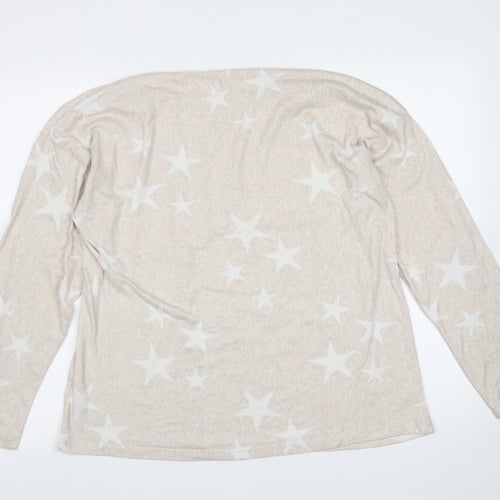 JEFF &CO Womens Beige Solid Polyester Top Pyjama Top Size 14   - star pattern
