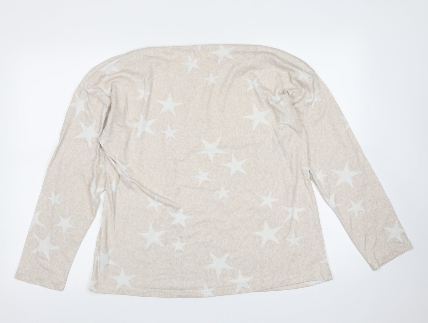 JEFF &CO Womens Beige Solid Polyester Top Pyjama Top Size 14   - star pattern