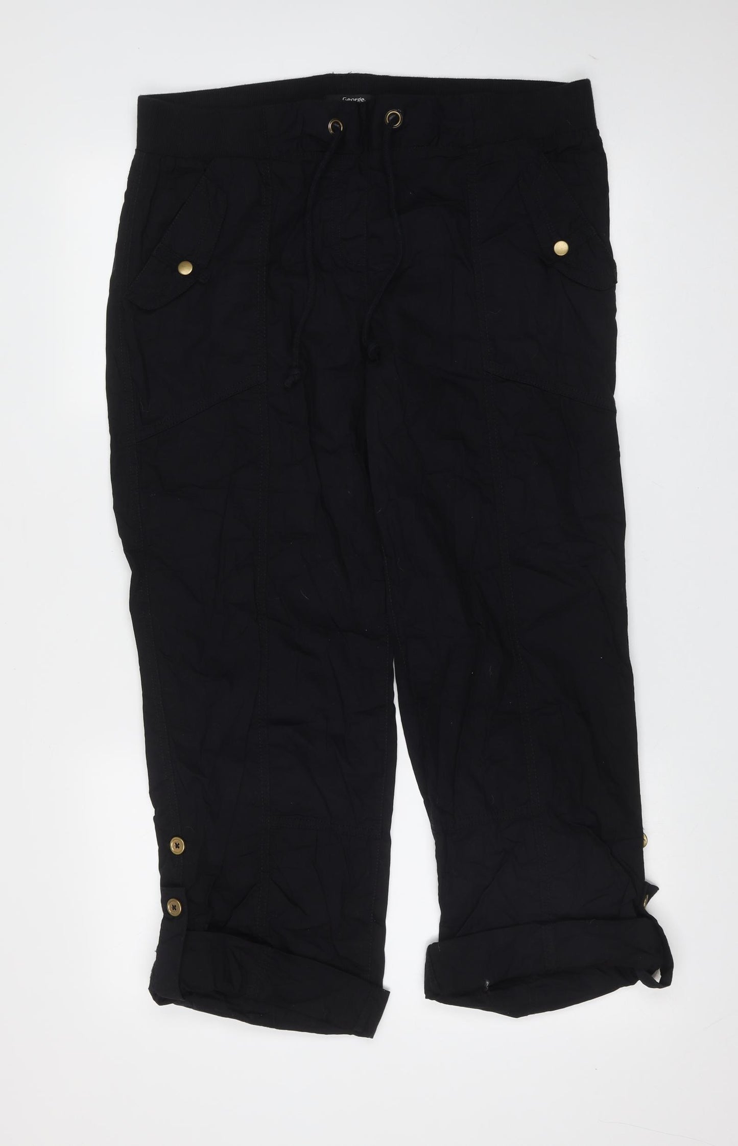 George Womens Black  Cotton Trousers  Size 16 L26 in Regular
