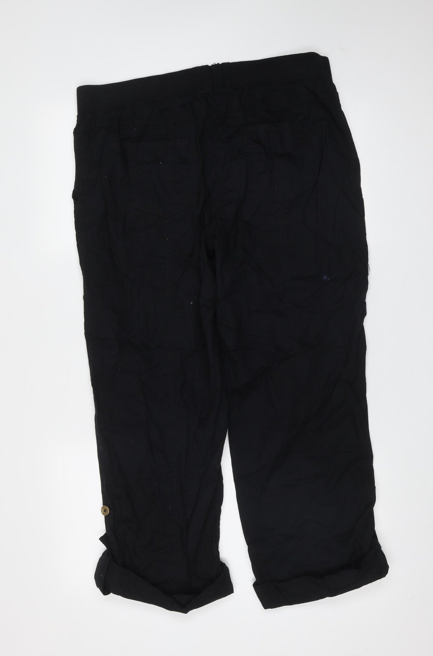 George Womens Black  Cotton Trousers  Size 16 L26 in Regular
