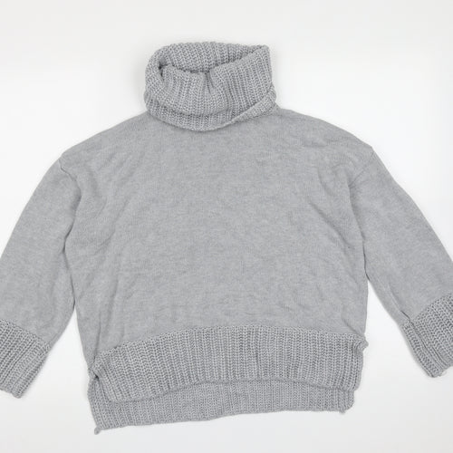 Marks and Spencer Womens Grey Roll Neck  Cotton Pullover Jumper Size 12