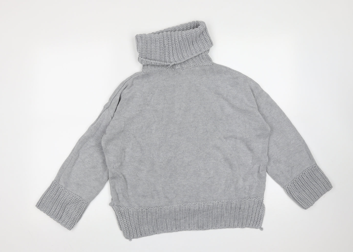 Marks and Spencer Womens Grey Roll Neck  Cotton Pullover Jumper Size 12