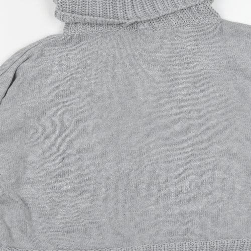 Marks and Spencer Womens Grey Roll Neck  Cotton Pullover Jumper Size 12