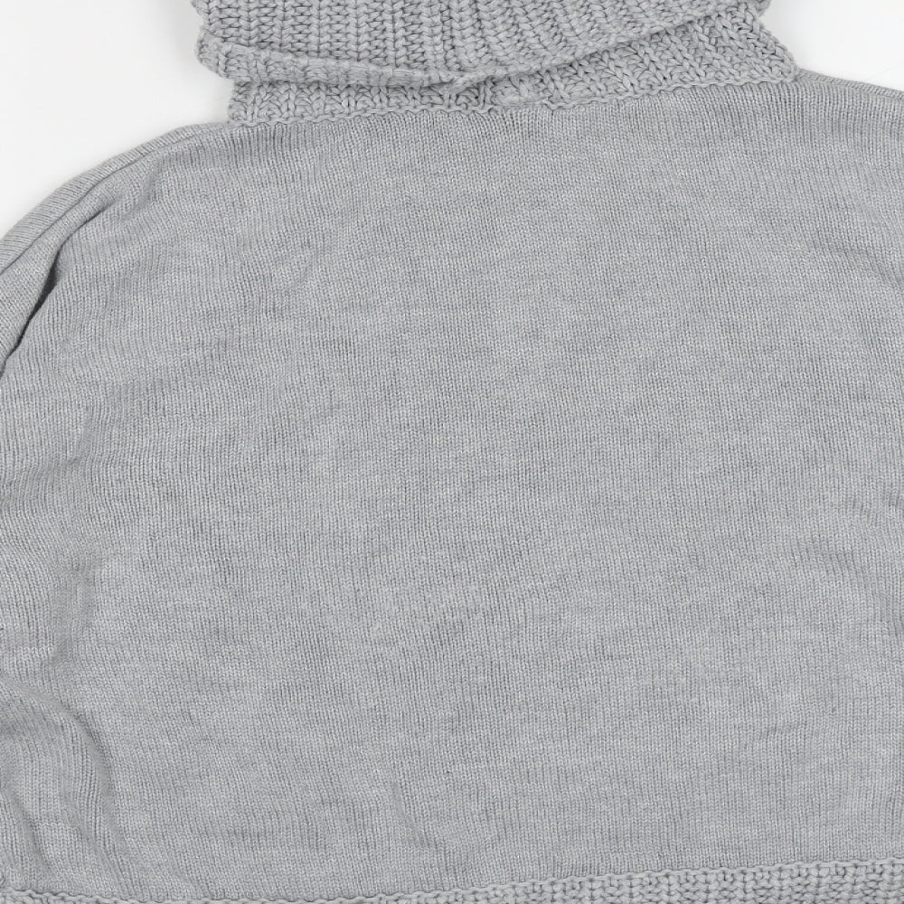Marks and Spencer Womens Grey Roll Neck  Cotton Pullover Jumper Size 12