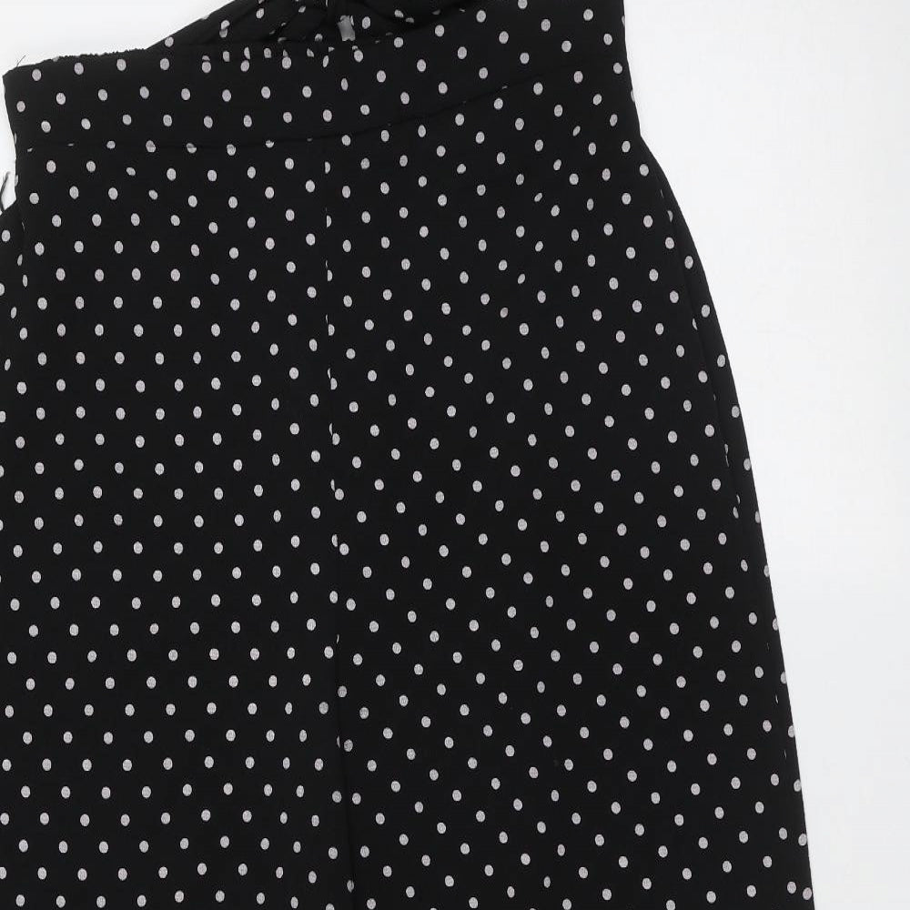 Boohoo Womens Black Polka Dot Polyester Cropped Trousers Size 10 L21 in Regular