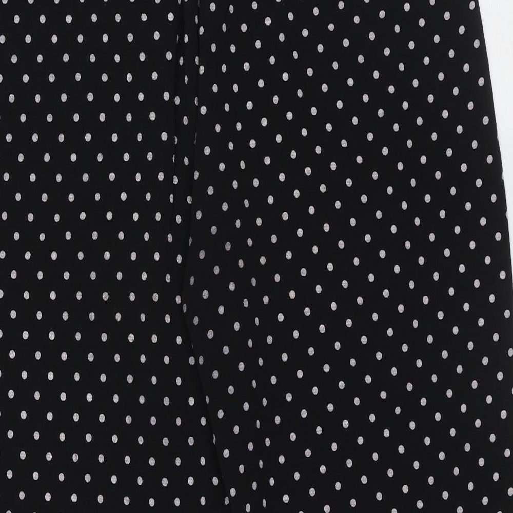 Boohoo Womens Black Polka Dot Polyester Cropped Trousers Size 10 L21 in Regular