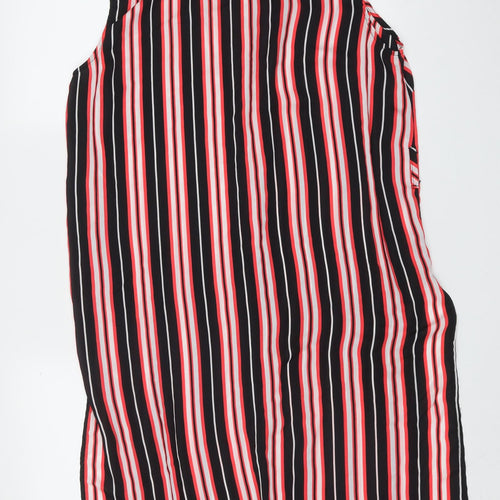 Papaya Womens Black Striped Polyester Shirt Dress  Size 16  Collared Button