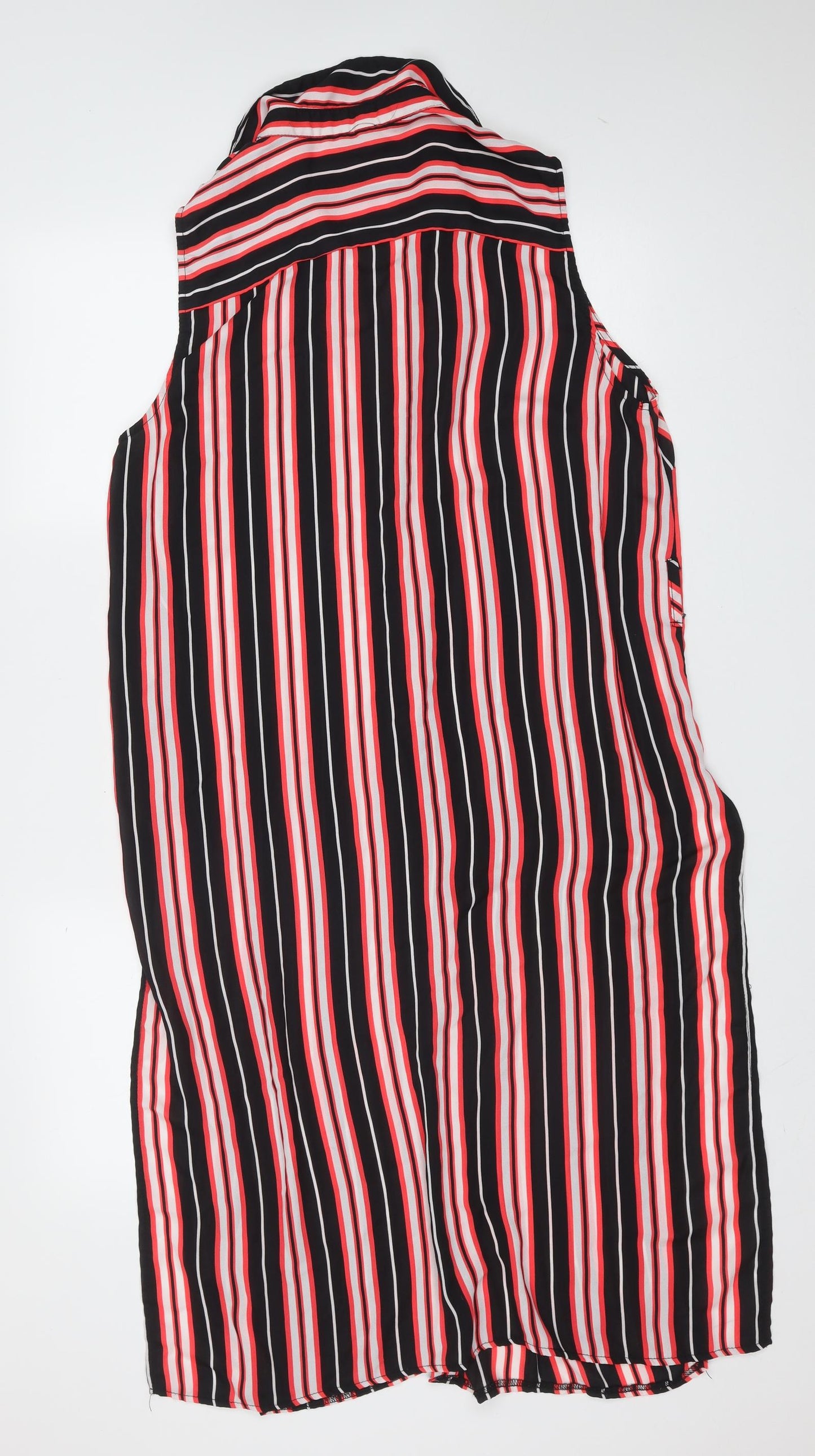 Papaya Womens Black Striped Polyester Shirt Dress  Size 16  Collared Button