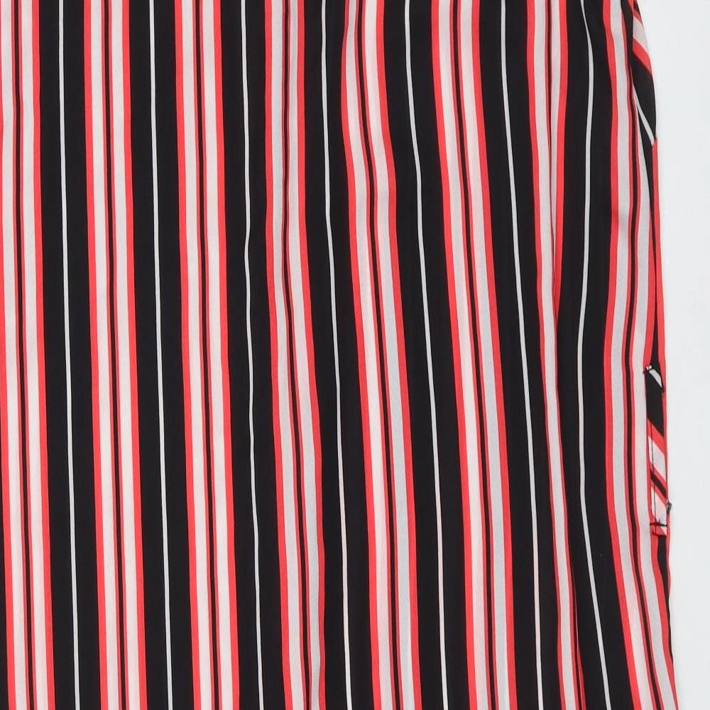 Papaya Womens Black Striped Polyester Shirt Dress  Size 16  Collared Button