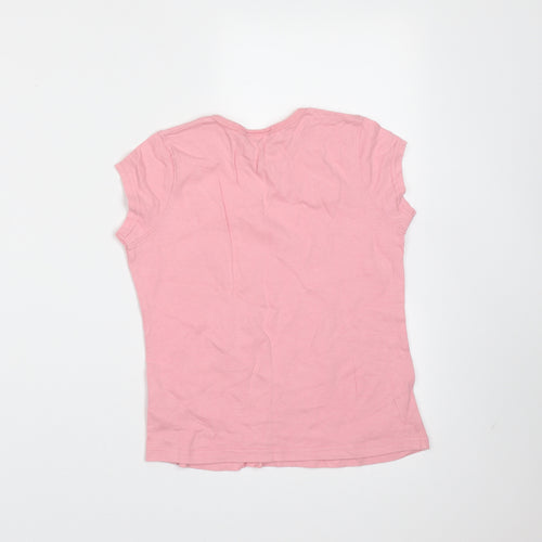 NEXT Girls Pink  Cotton Basic T-Shirt Size 9 Years Round Neck  - monkey