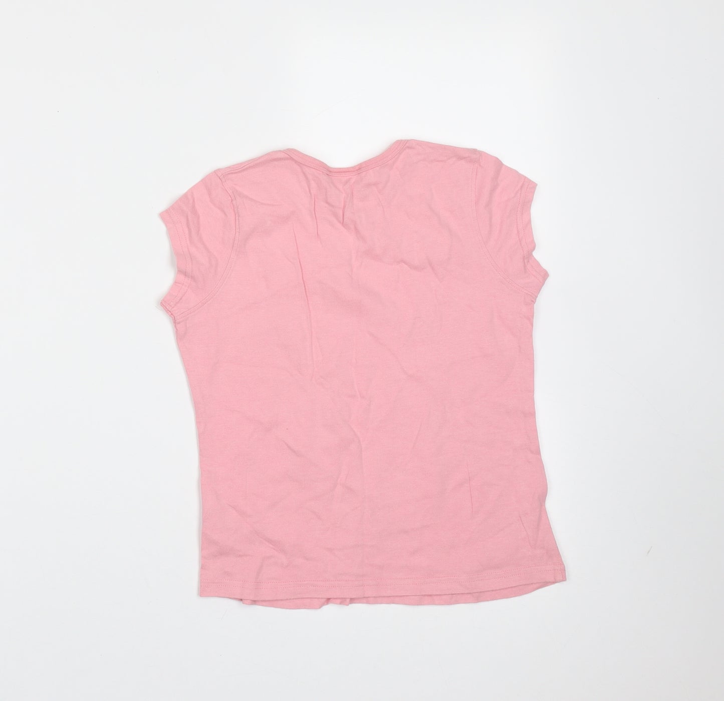 NEXT Girls Pink  Cotton Basic T-Shirt Size 9 Years Round Neck  - monkey