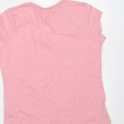 NEXT Girls Pink  Cotton Basic T-Shirt Size 9 Years Round Neck  - monkey