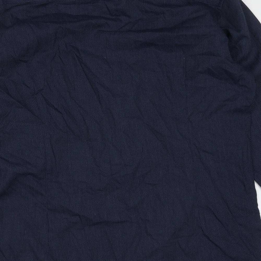 Primark Mens Blue Spotted Cotton  Dress Shirt Size 16 Collared Button
