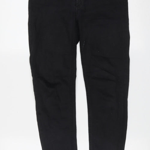 Marks and Spencer Womens Black  Cotton Skinny Jeans Size 8 L26 in Extra-Slim Zip