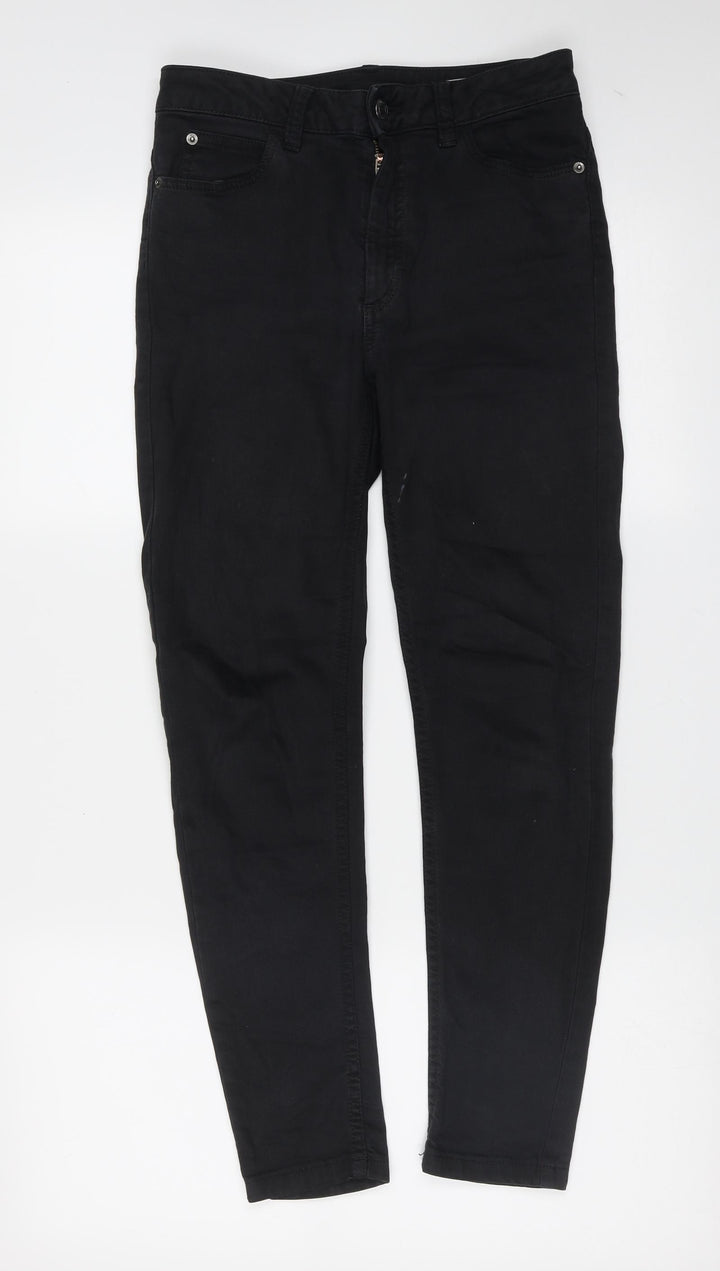 Marks and Spencer Womens Black  Cotton Skinny Jeans Size 8 L26 in Extra-Slim Zip